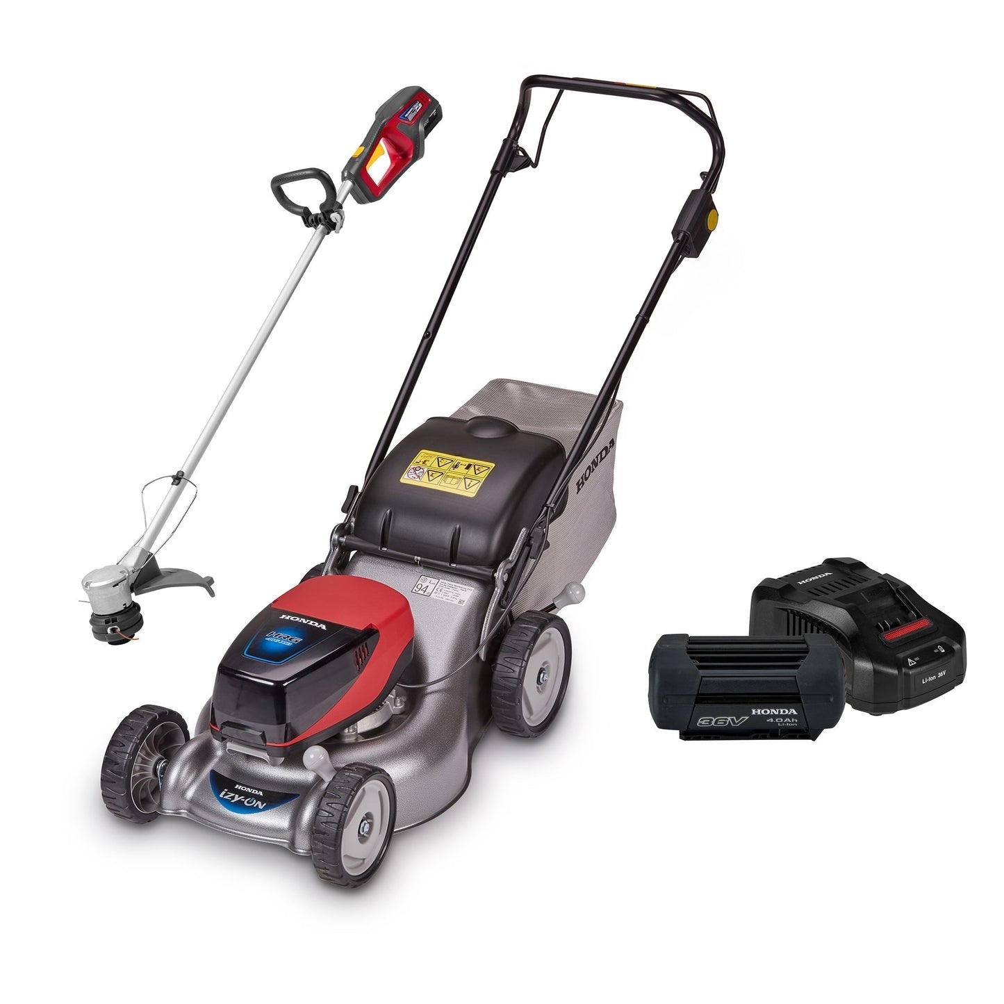 Honda Izy HRG 416 XB 41cm Cordless Lawn Mower Bundle – Lawn Trimmer, 4Ah Battery & Fast Charger